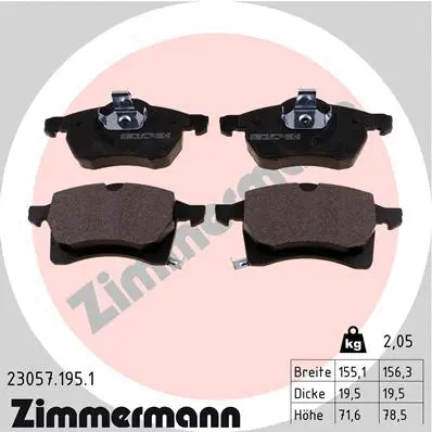 Diskinių stabdžių trinkelių rinkinys ZIMMERMANN 23057.195.1