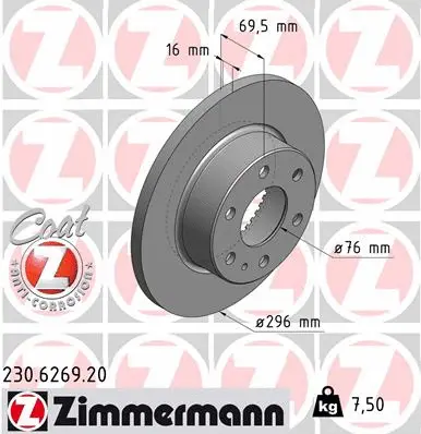 Stabdžių diskas ZIMMERMANN 230.6269.20