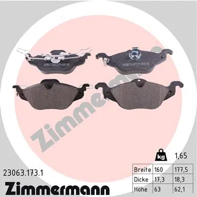 Diskinių stabdžių trinkelių rinkinys ZIMMERMANN 23063.173.1