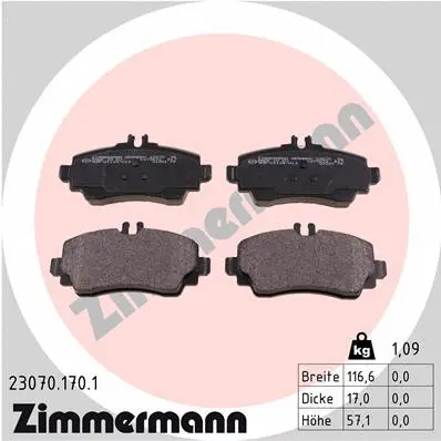 Diskinių stabdžių trinkelių rinkinys ZIMMERMANN 23070.170.1