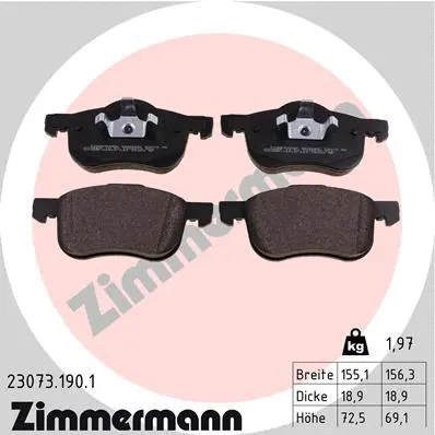 Diskinių stabdžių trinkelių rinkinys ZIMMERMANN 23073.190.1