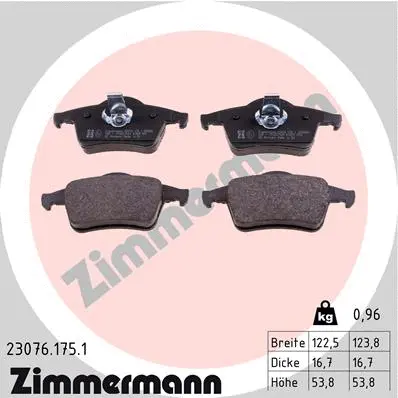 Diskinių stabdžių trinkelių rinkinys ZIMMERMANN 23076.175.1