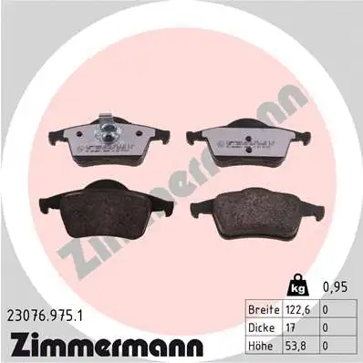 Diskinių stabdžių trinkelių rinkinys ZIMMERMANN 23076.975.1