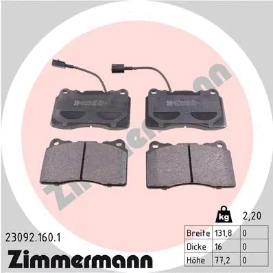 Diskinių stabdžių trinkelių rinkinys ZIMMERMANN 23092.160.1