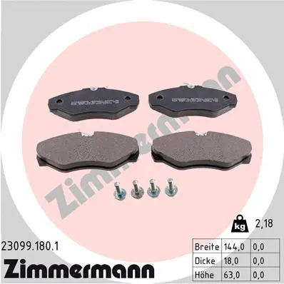 Diskinių stabdžių trinkelių rinkinys ZIMMERMANN 23099.180.1