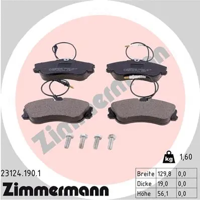 Diskinių stabdžių trinkelių rinkinys ZIMMERMANN 23124.190.1