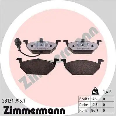 Diskinių stabdžių trinkelių rinkinys ZIMMERMANN 23131.995.1