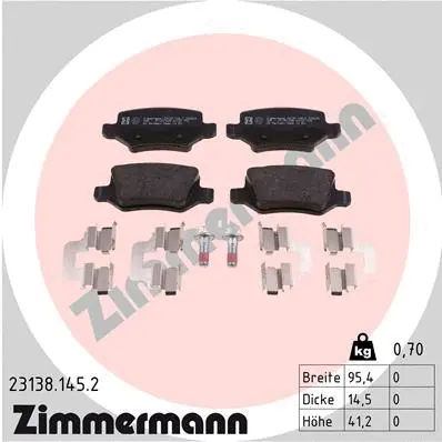 Diskinių stabdžių trinkelių rinkinys ZIMMERMANN 23138.145.2