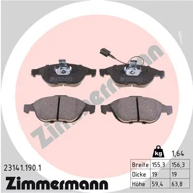 Diskinių stabdžių trinkelių rinkinys ZIMMERMANN 23141.190.1