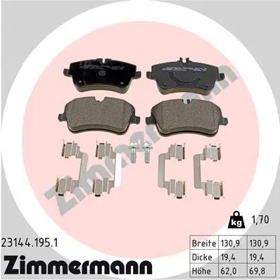 Diskinių stabdžių trinkelių rinkinys ZIMMERMANN 23144.195.1