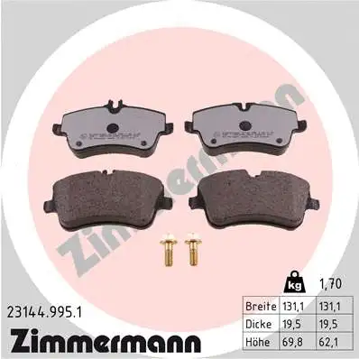 Diskinių stabdžių trinkelių rinkinys ZIMMERMANN 23144.995.1