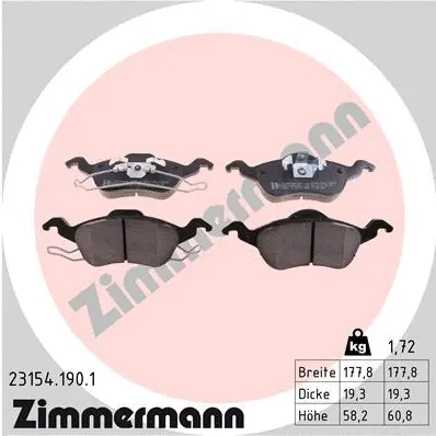 Diskinių stabdžių trinkelių rinkinys ZIMMERMANN 23154.190.1