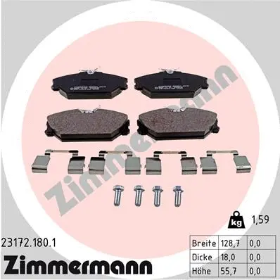 Diskinių stabdžių trinkelių rinkinys ZIMMERMANN 23172.180.1