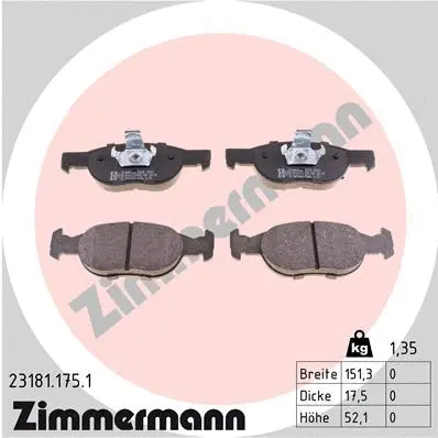 Diskinių stabdžių trinkelių rinkinys ZIMMERMANN 23181.175.1
