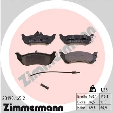 Diskinių stabdžių trinkelių rinkinys ZIMMERMANN 23190.165.2