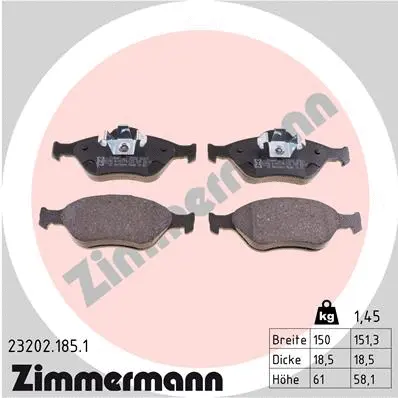 Diskinių stabdžių trinkelių rinkinys ZIMMERMANN 23202.185.1