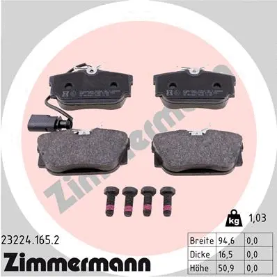 Diskinių stabdžių trinkelių rinkinys ZIMMERMANN 23224.165.2