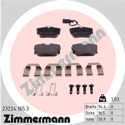 Diskinių stabdžių trinkelių rinkinys ZIMMERMANN 23224.165.3