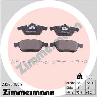 Diskinių stabdžių trinkelių rinkinys ZIMMERMANN 23245.180.2