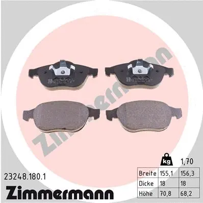 Diskinių stabdžių trinkelių rinkinys ZIMMERMANN 23248.180.1
