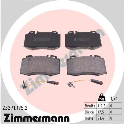 Diskinių stabdžių trinkelių rinkinys ZIMMERMANN 23271.175.2