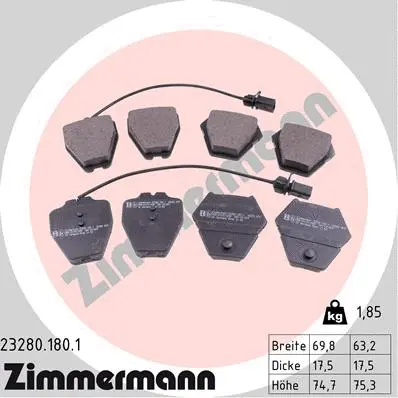 Diskinių stabdžių trinkelių rinkinys ZIMMERMANN 23280.180.1