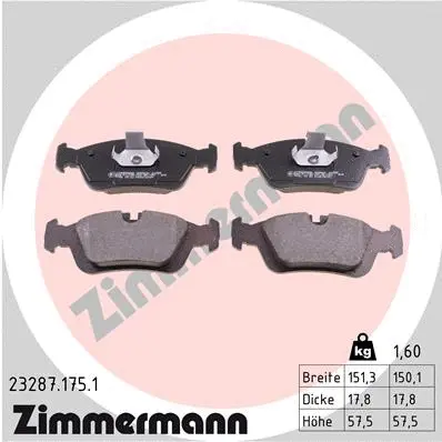 Diskinių stabdžių trinkelių rinkinys ZIMMERMANN 23287.175.1