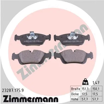 Diskinių stabdžių trinkelių rinkinys ZIMMERMANN 23287.175.9