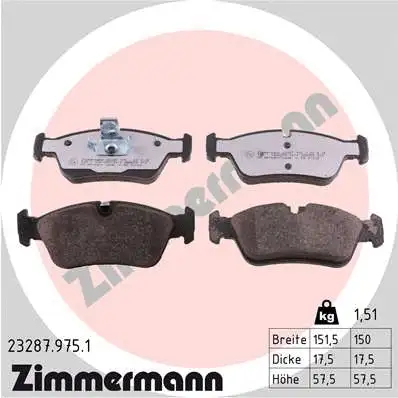 Diskinių stabdžių trinkelių rinkinys ZIMMERMANN 23287.975.1