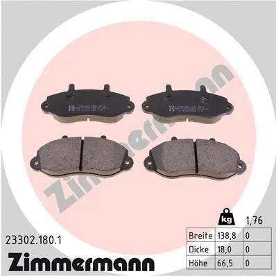 Diskinių stabdžių trinkelių rinkinys ZIMMERMANN 23302.180.1