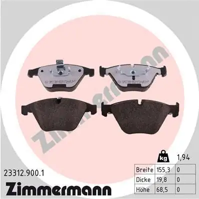 Diskinių stabdžių trinkelių rinkinys ZIMMERMANN 23312.900.1