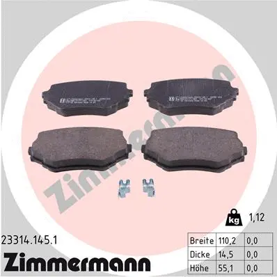 Diskinių stabdžių trinkelių rinkinys ZIMMERMANN 23314.145.1