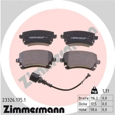 Diskinių stabdžių trinkelių rinkinys ZIMMERMANN 23326.175.1