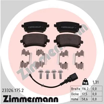 Diskinių stabdžių trinkelių rinkinys ZIMMERMANN 23326.175.2