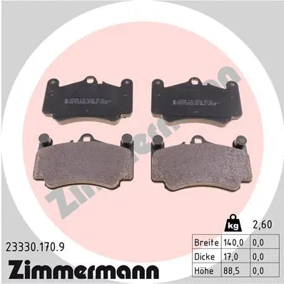 Diskinių stabdžių trinkelių rinkinys ZIMMERMANN 23330.170.9