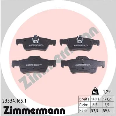 Diskinių stabdžių trinkelių rinkinys ZIMMERMANN 23334.165.1