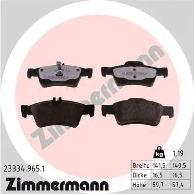 Diskinių stabdžių trinkelių rinkinys ZIMMERMANN 23334.965.1