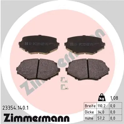 Diskinių stabdžių trinkelių rinkinys ZIMMERMANN 23354.140.1