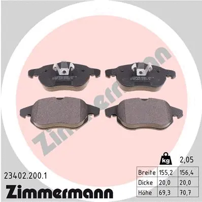 Diskinių stabdžių trinkelių rinkinys ZIMMERMANN 23402.200.1