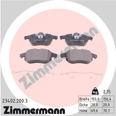Diskinių stabdžių trinkelių rinkinys ZIMMERMANN 23402.200.3