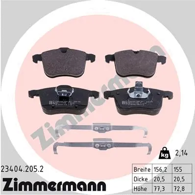 Diskinių stabdžių trinkelių rinkinys ZIMMERMANN 23404.205.2
