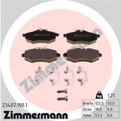 Diskinių stabdžių trinkelių rinkinys ZIMMERMANN 23407.190.1