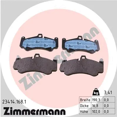 Diskinių stabdžių trinkelių rinkinys ZIMMERMANN 23414.168.1