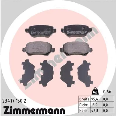 Diskinių stabdžių trinkelių rinkinys ZIMMERMANN 23417.150.2