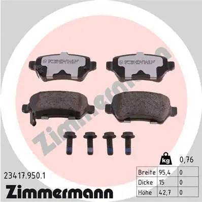 Diskinių stabdžių trinkelių rinkinys ZIMMERMANN 23417.950.1