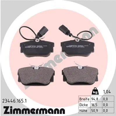 Diskinių stabdžių trinkelių rinkinys ZIMMERMANN 23446.165.1