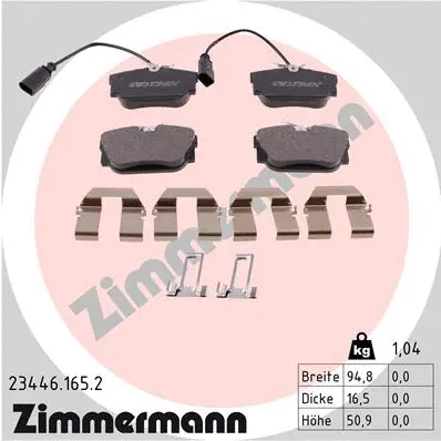 Diskinių stabdžių trinkelių rinkinys ZIMMERMANN 23446.165.2