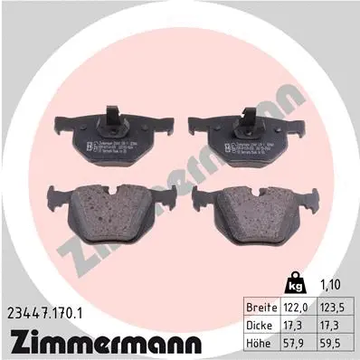 Diskinių stabdžių trinkelių rinkinys ZIMMERMANN 23447.170.1