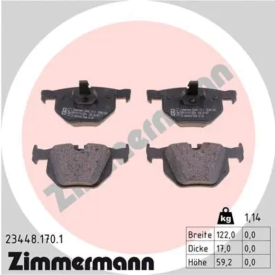 Diskinių stabdžių trinkelių rinkinys ZIMMERMANN 23448.170.1