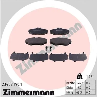 Diskinių stabdžių trinkelių rinkinys ZIMMERMANN 23452.190.1